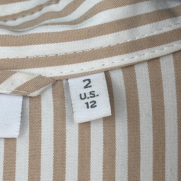 Chico's Tiered Maxi Dress Dress Size 12 Tan White Stripe Cotton Blend Belted - Picture 4 of 12